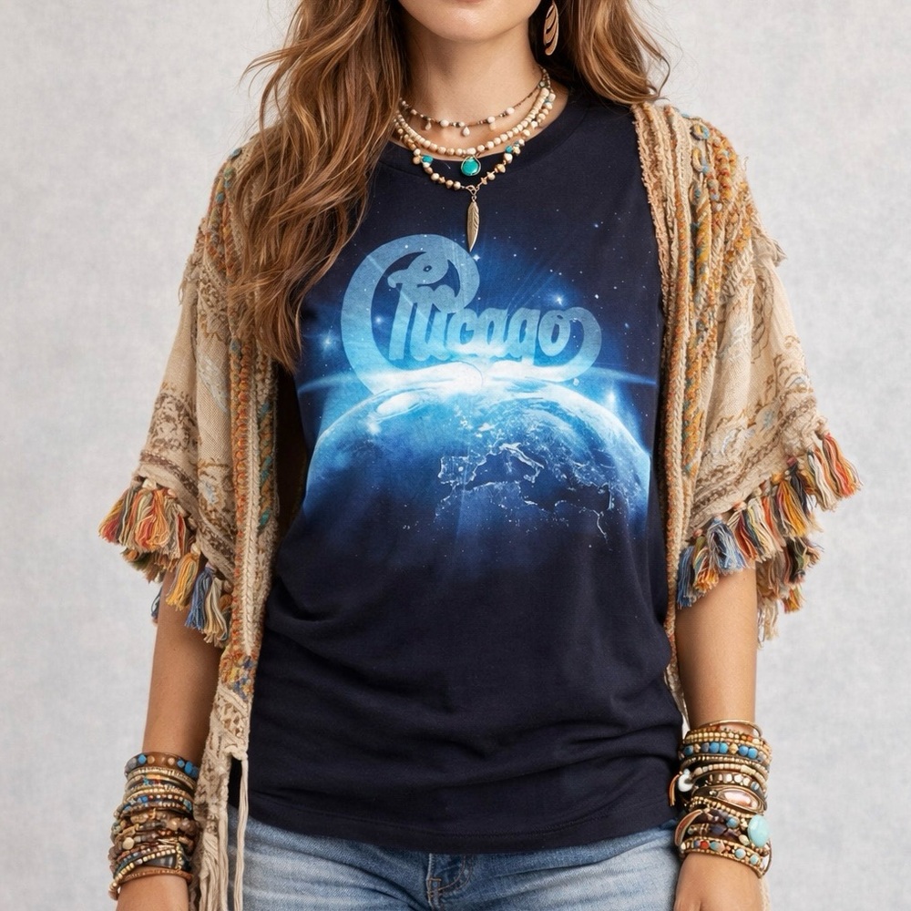 Alstyle Chicago 50th Anniversary Tour 2017 Band T‑Shirt Black Graphic Tee